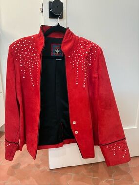 Renegade Spirit Red Women's Studded Suede Jacket Vintage